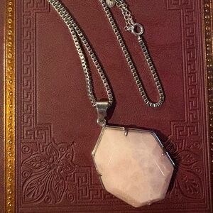 Evil pawn Veda rose quartz necklace stainless steel